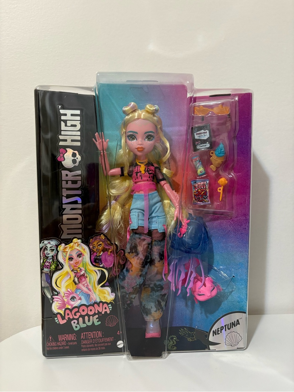Monster High Lagona Blue Doll - Pink, Blue & Yellow Outfit